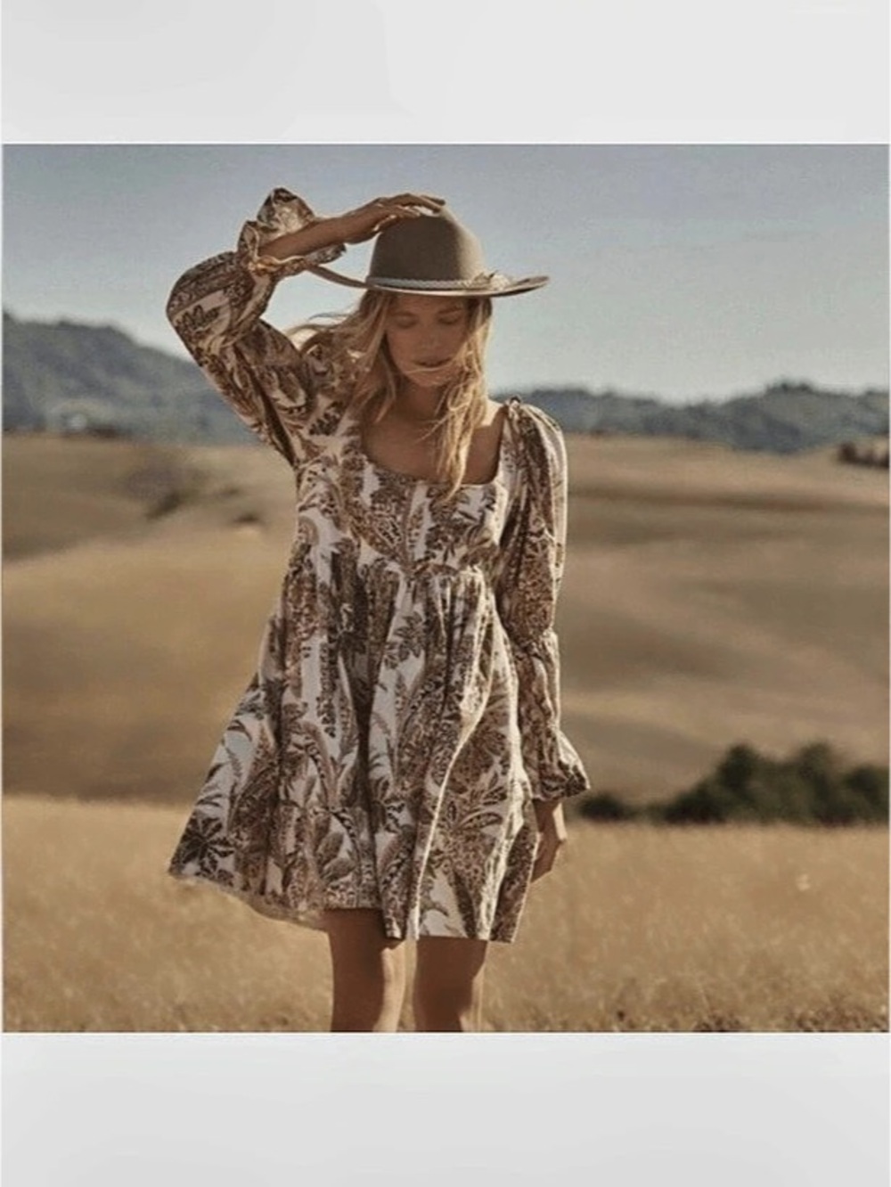 Pilcro Anthropologie Paisley Boho Mini Dress Brown XS